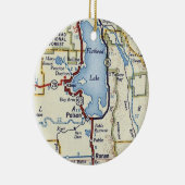  kaart voor het Flathead-meer MT Keramisch Ornament (Rechts)