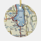  kaart voor het Flathead-meer MT Keramisch Ornament (Voorkant)