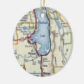  kaart voor het Flathead-meer MT Keramisch Ornament (Links)