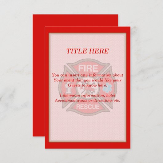 Kaart voor het insteken van de brand-reddingsopera (Voorkant / Achterkant)