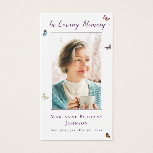 Kaart voor het moderne vlinderbloemige gedenkgebed (Voorkant)