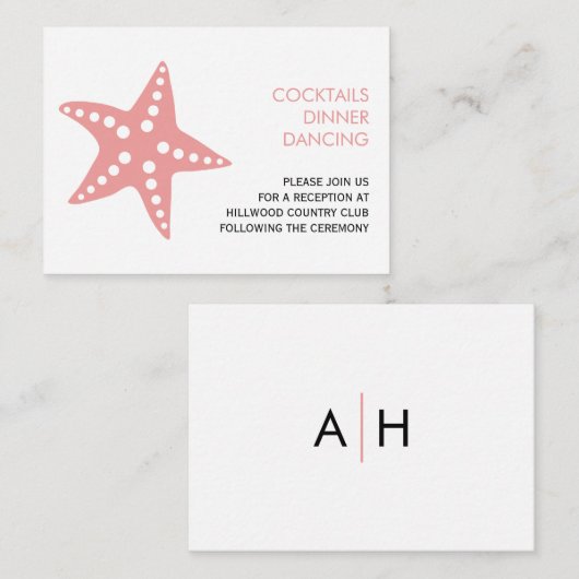 Kaart voor het ontvangen van Starfish Wedding Encl (Voorkant / Achterkant)