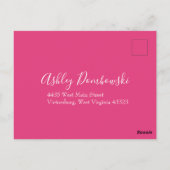 Kaart voor het uitnodigen van een flinke roze Flor (Achterkant)