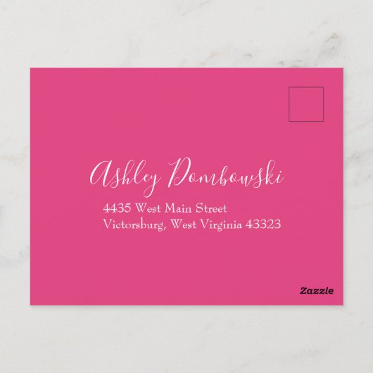 Kaart voor het uitnodigen van een flinke roze Flor (Achterkant)