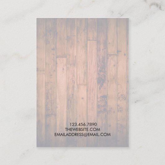 Kaart voor hout Rustisch Ketting Visitekaartje (Achterkant)