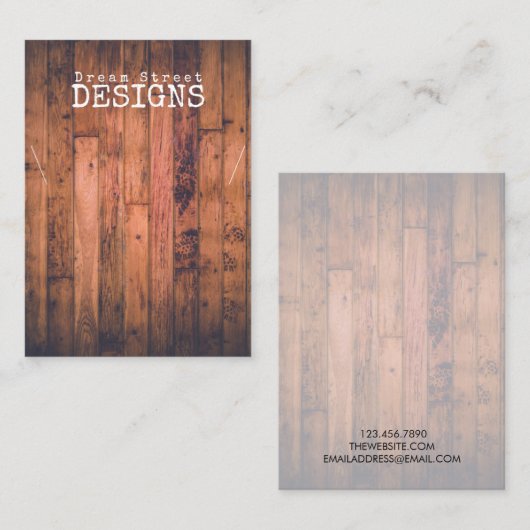 Kaart voor hout Rustisch  Ketting Visitekaartje (Voorkant / Achterkant)