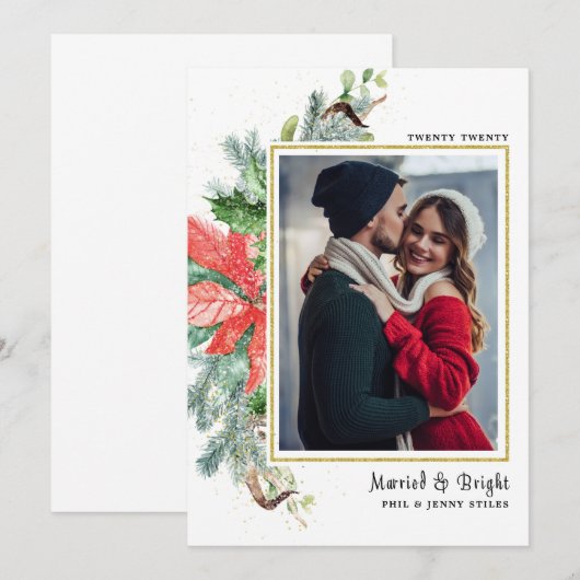 Kaart voor huwelijksfoto's en bruisende bruiloft (Voorkant / Achterkant)