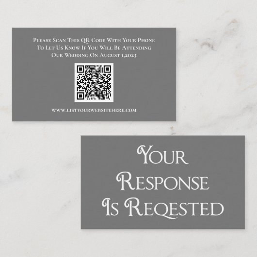 Kaart voor huwelijksgrijze RSVP QR Code Response (Voorkant / Achterkant)