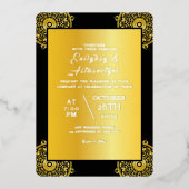 Kaart voor huwelijksuitnodiging Luxury Gold Foil D (Voorkant)