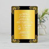 Kaart voor huwelijksuitnodiging Luxury Gold Foil D (Staand Voorkant)