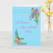 Kaart voor iemand met een gebroken pootroze bloeme (Gele Bloem)