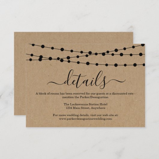 Kaart voor informatievoorziening - Rustic Kraft (Voorkant / Achterkant)