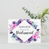 Kaart voor ingerichte Floral Violet Bridesmaid-voo (Staand voorkant)