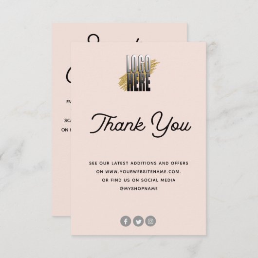 Kaart voor juwelen Blush met Logo (Voorkant / Achterkant)