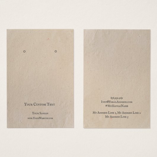 Kaart voor juwelenvertoning,  bruin Kraft (Voorkant /achterkant)