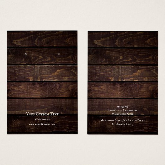 Kaart voor juwelenweergave, bijtend donker hout (Voorkant /achterkant)