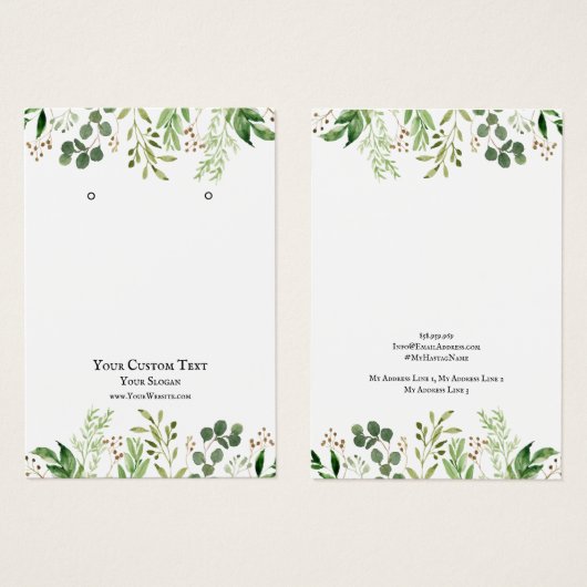 Kaart voor juwelenweergave, Greenery Waterverf (Voorkant /achterkant)