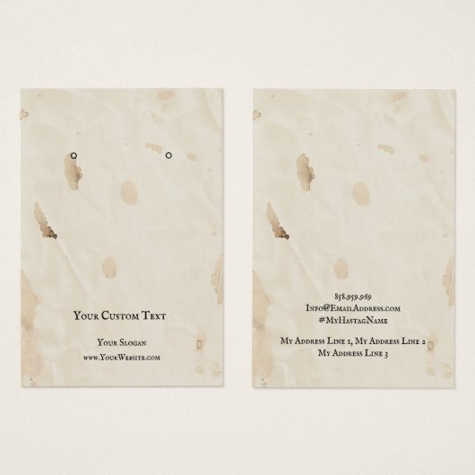 Kaart voor juwelenweergave, met ouderdom, lichtbru (Voorkant /achterkant)