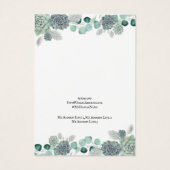 Kaart voor juwelenweergave verdienen, Succulente W (Achterkant)