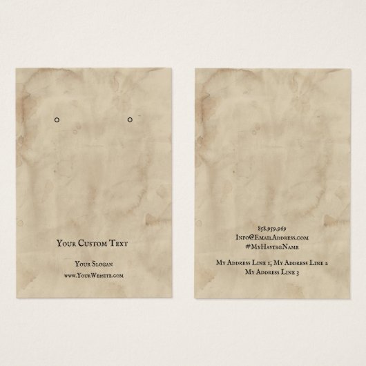 Kaart voor juwelenweergave, verouderd bruine textu (Voorkant /achterkant)