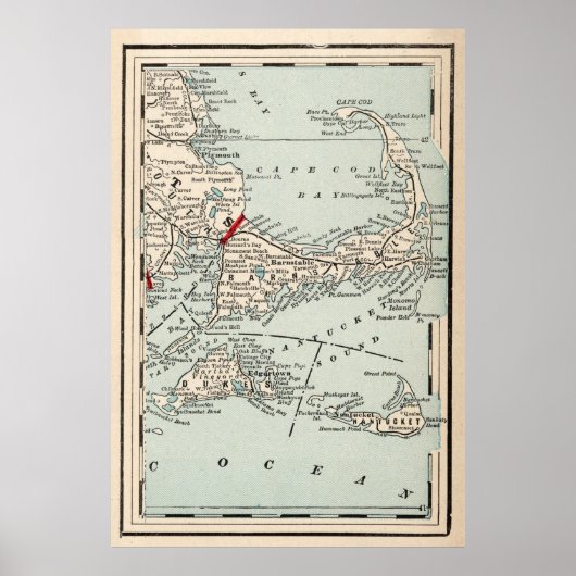  kaart voor kabeljauw (1893) poster (Voorkant)