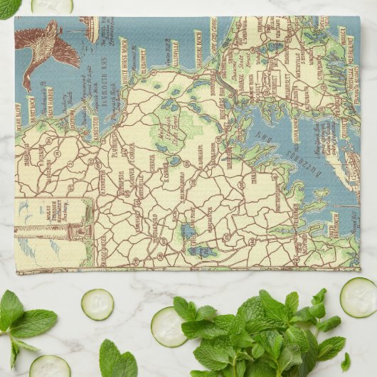  kaart voor kabeljauw (1940) theedoek (Gevouwen)