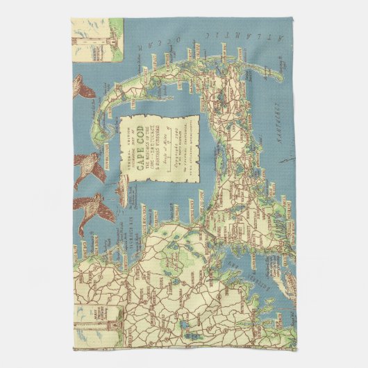  kaart voor kabeljauw (1940) theedoek (Verticaal)