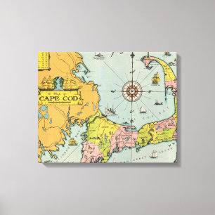 kaart voor kabeljauw canvas afdruk