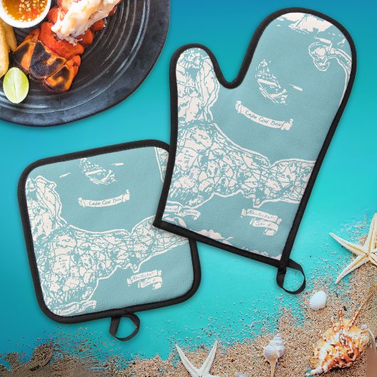  kaart voor kabeljauw ovenwant & pannenlap set