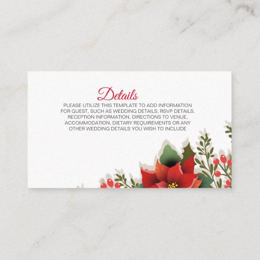Kaart voor kerstcadeautje Poinsettia Wedding RSVPE (Achterkant)