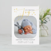 Kaart voor kerstfeest Joy Birth Announcement (Staand Voorkant)