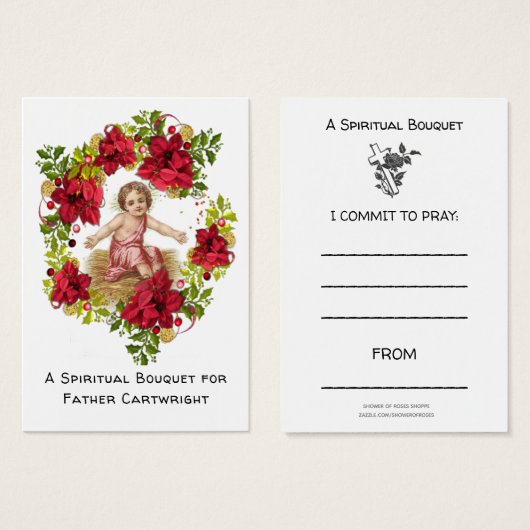 Kaart voor kerstfeest Spirituele Bouquet Prayer vo (Voorkant /achterkant)