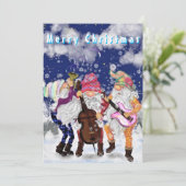Kaart voor kerstknomes Music Band - Fun (Staand voorkant)