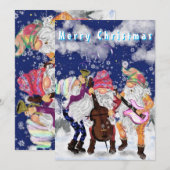 Kaart voor kerstknomes Music Band - Fun (Voorkant / Achterkant)