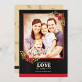 Kaart voor kerstmis | Chalkboard Floral (Voorkant / Achterkant)