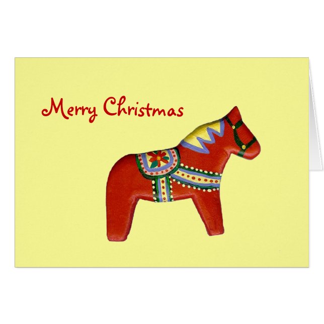 Kaart voor Kerstmis Dala Horse (Voorkant Horizontaal)