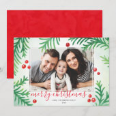 Kaart voor kerstmis | Klassiek rood en groen (Voorkant / Achterkant)