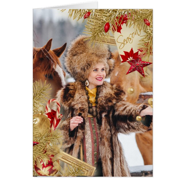 Kaart voor Kerstmis met Evergreen Overlay (Voorkant)