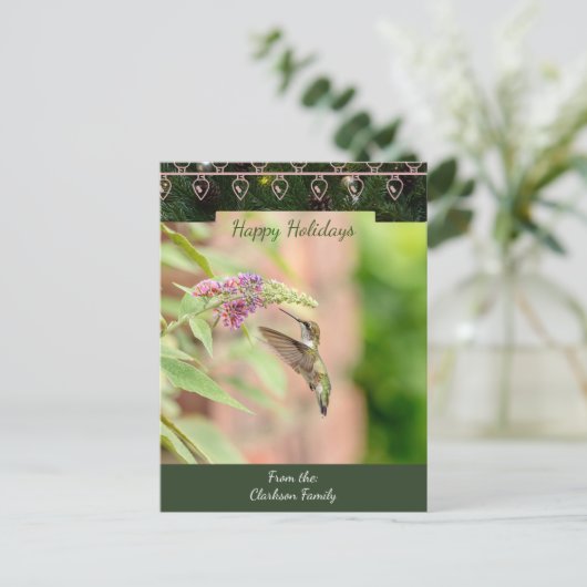 Kaart voor kerstmis met roofkolibrie (Staand voorkant)