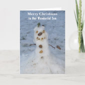 Kaart voor kerstmis Snowman Pine Cone Nose (Voorkant)