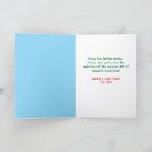 Kaart voor kerstmis Snowman Pine Cone Nose (Binnen)