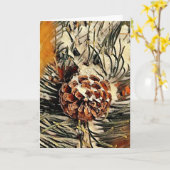 Kaart voor kerstmis van Snowy Pinecone (Gele Bloem)