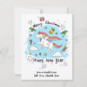 Kaart voor kerstmis — Whimsical Unicorn Custom Car (Voorkant)