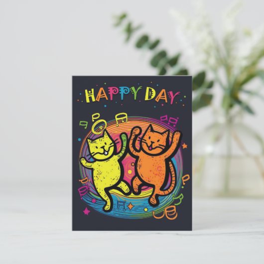 Kaart voor kleurexplosie Cat Celebration (Staand voorkant)