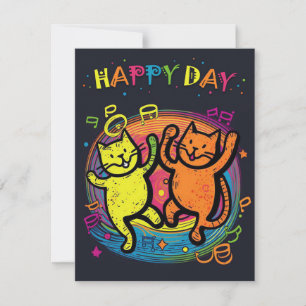 Kaart voor kleurexplosie Cat Celebration