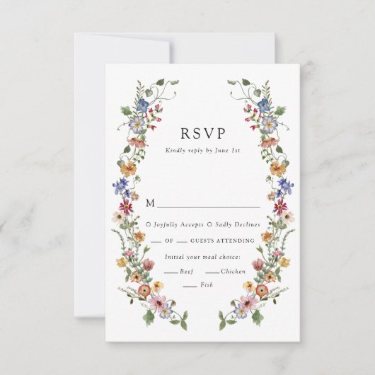 Kaart voor kleurrijke Floral Wedding RSVP (Voorkant)
