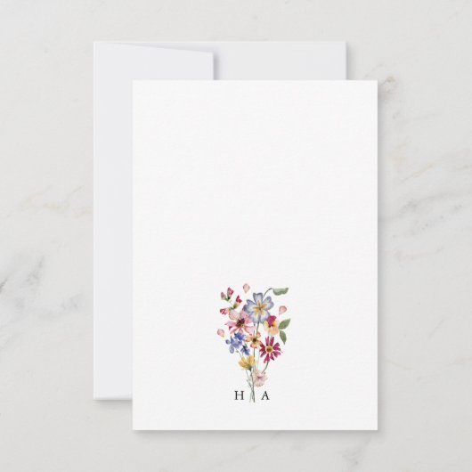 Kaart voor kleurrijke Floral Wedding RSVP (Achterkant)