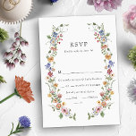 Kaart voor kleurrijke Floral Wedding RSVP<br><div class="desc">Onze Colorful Floral Wedding RSVP-Kaart is de perfecte manier om uw vreugde te delen! Deze moderne behuizingskaart is uniek en grillig en biedt verbluffende roestrijke, met de hand geverfde waterverf floralen in kleuren van donkerblauw, helder roze, wazige roze, goudgeel, levendig rood en sage groene bladeren die perfect zijn voor de...</div>