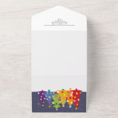 Kaart voor kleurrijke vun regenboogpride kerstboom (Buitenkant)