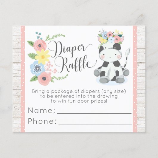 Kaart voor Koe met Diaper Baby shower (Voorkant)